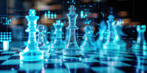 Concepto de juego de ajedrez para ideas de negocios, competencia y estrategia.