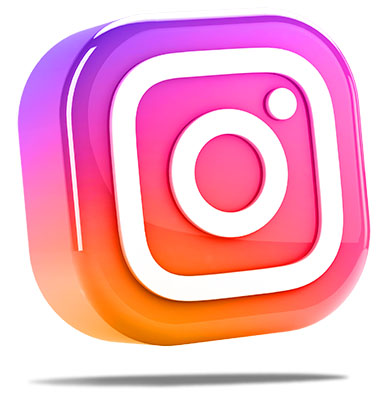 Icono de cámara de Instagram con fondo transparente, símbolo colorido degradado recortado flotando en renderizado 3D. Aplicación para compartir imágenes.