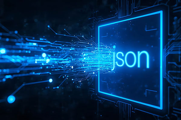 Análisis de JSON y visualización de carga útil que muestra el intercambio de datos estructurados, el flujo de solicitud-respuesta de API y la interpretación de datos en tiempo real en sistemas de software modernos.