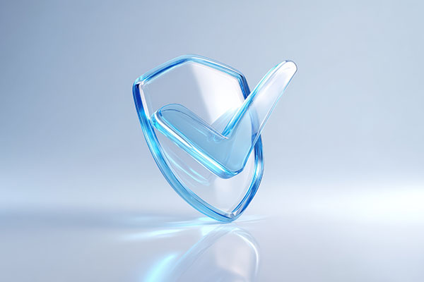 El escudo azul con una marca de verificación representa la seguridad y la confianza en las plataformas y servicios digitales.