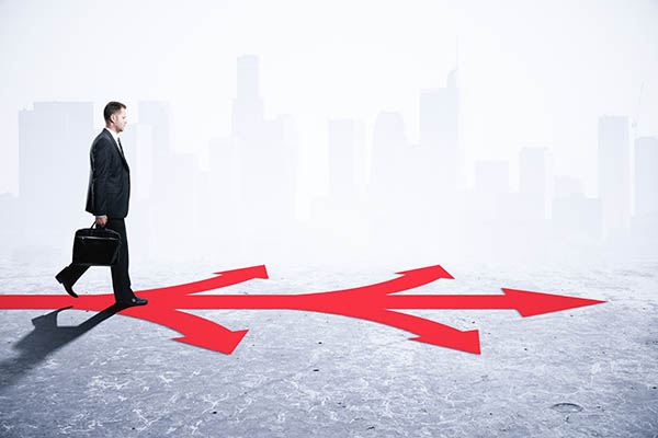 Concepto de dirección y elección diferente.
