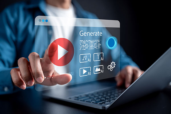 Inteligencia artificial para la creación de contenido de vídeo con multimedia, tecnología de IA generativa para la producción de vídeo, la creación de contenido, el marketing y la innovación.