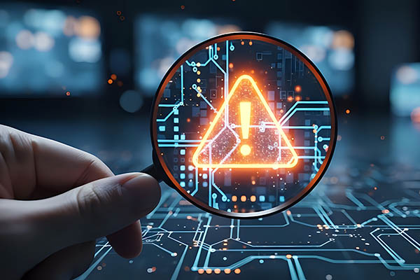 Un profesional de la ciberseguridad inspecciona hoy una amenaza digital con una lupa para evaluar la vulnerabilidad del sistema y prevenir filtraciones de datos.