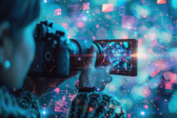 Creador de contenido. Marketing de vídeo con una imagen que muestra contenido de vídeo cautivador que se comparte en las plataformas de redes sociales.